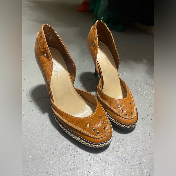 Colin Stuart Women's Size 8B Tan Brown Leather Loafer Style Kitten Heels - Picture 8 of 13